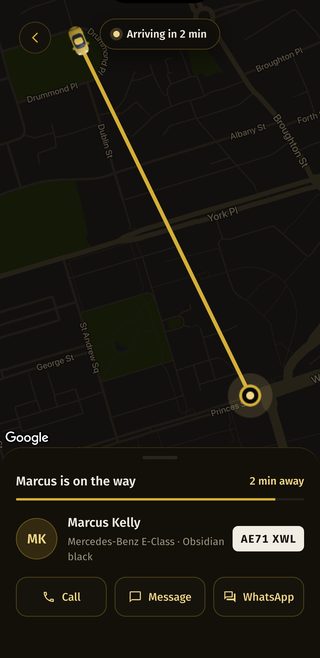ARIYAH ELITE app, live tracking screen